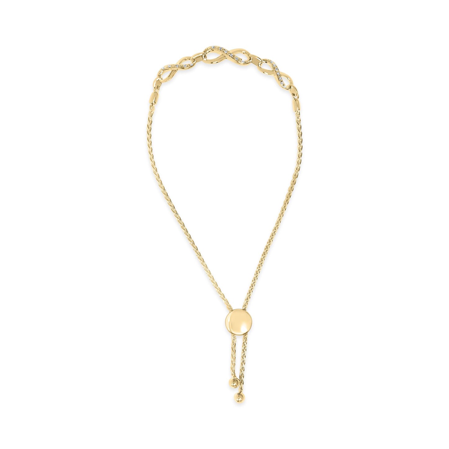 Gold Vermeil Diamond Accent Infinity Sign Lariat Bolo Bracelet