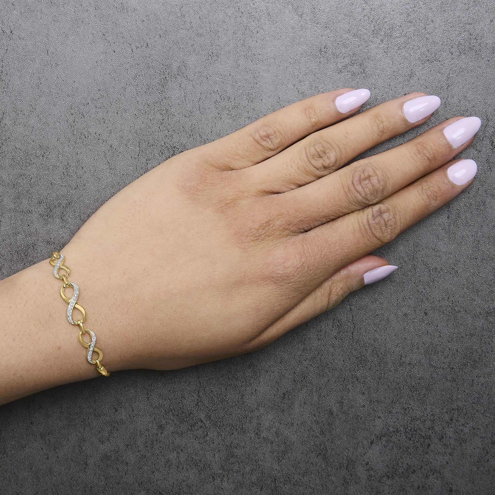 Gold Vermeil Diamond Accent Infinity Sign Lariat Bolo Bracelet