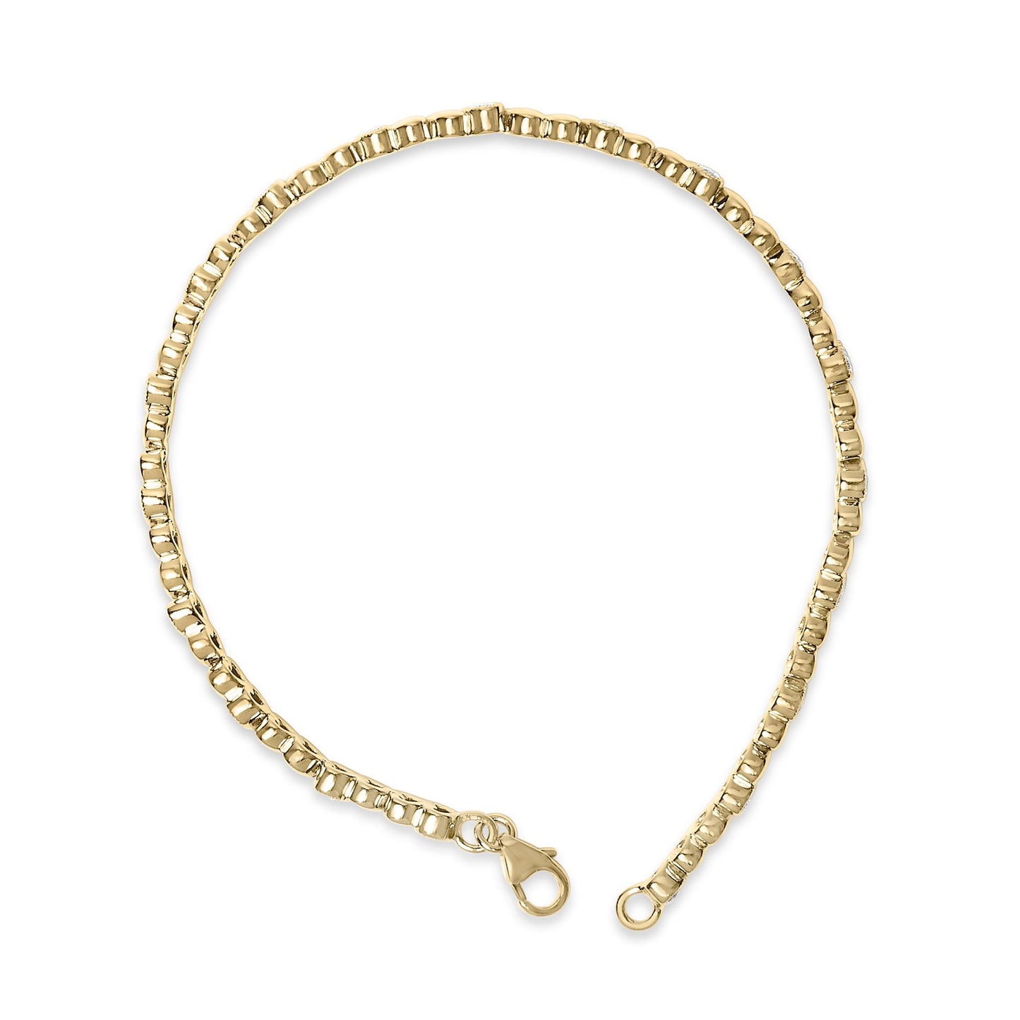 Gold Vermeil .925 Sterling Silver 1/7 Cttw Diamond Puff Heart Bangle Bracelet
