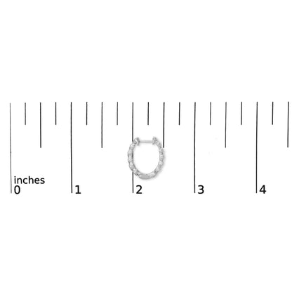 Sterling Silver Diamond Accent Alternating Heart Hoop Earrings