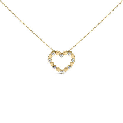 24 KT Gold Vermeil Diamond Accent Puffed Heart Pendant Necklace