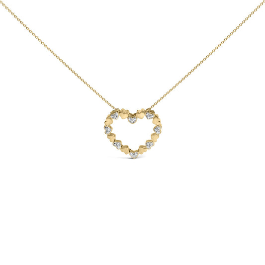 Gold Vermeil Diamond Accent Puffed Heart Pendant Necklace
