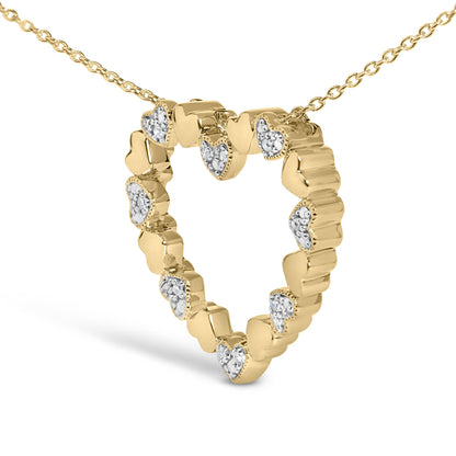 24 KT Gold Vermeil Diamond Accent Puffed Heart Pendant Necklace