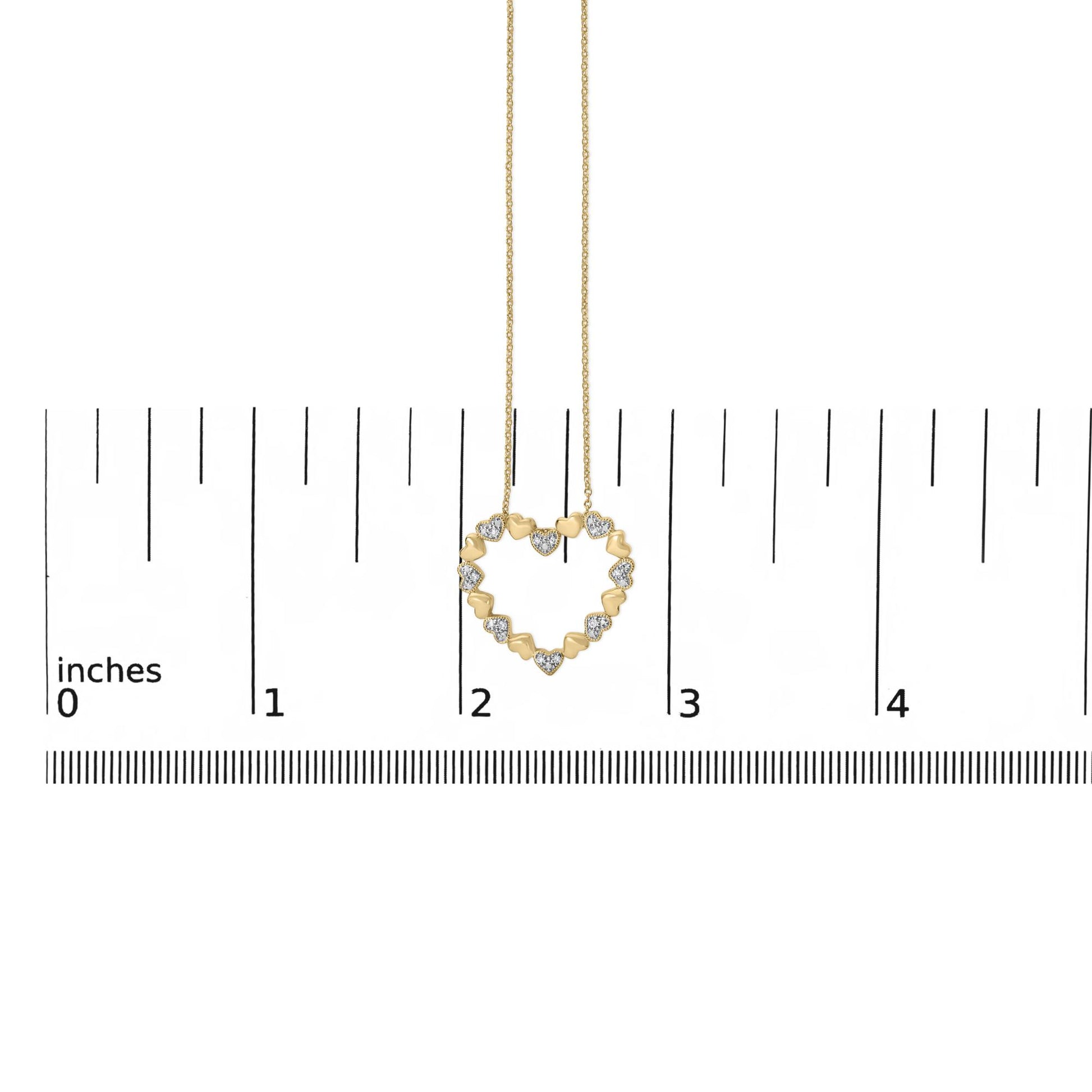 24 KT Gold Vermeil Diamond Accent Puffed Heart Pendant Necklace