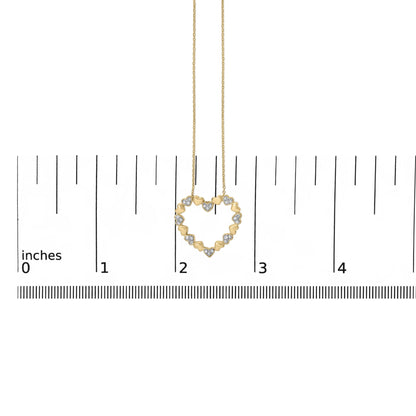 24 KT Gold Vermeil Diamond Accent Puffed Heart Pendant Necklace