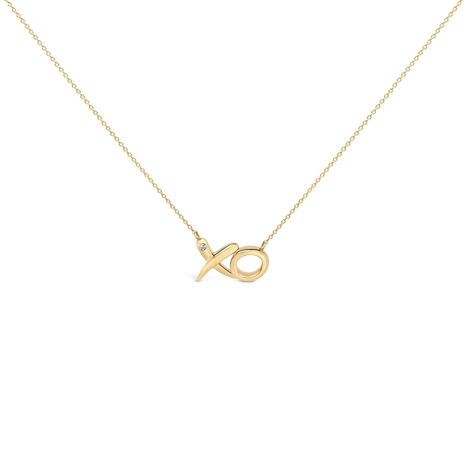 24 KT Gold Vermeil Diamond Accent "XO" Necklace