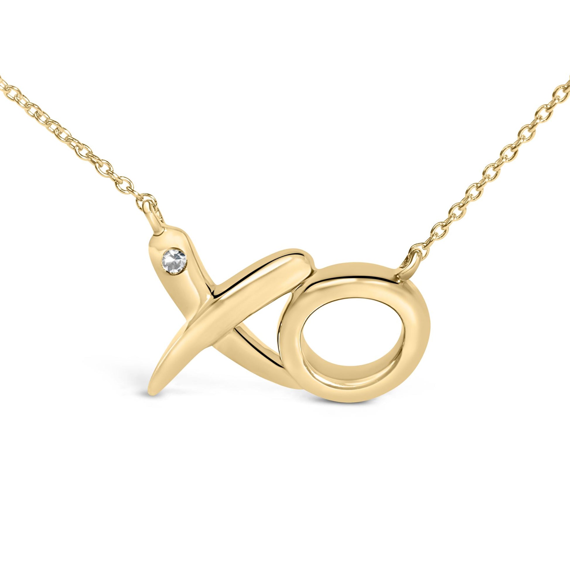 24 KT Gold Vermeil Diamond Accent "XO" Necklace