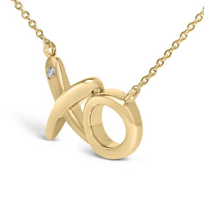 24 KT Gold Vermeil Diamond Accent "XO" Necklace