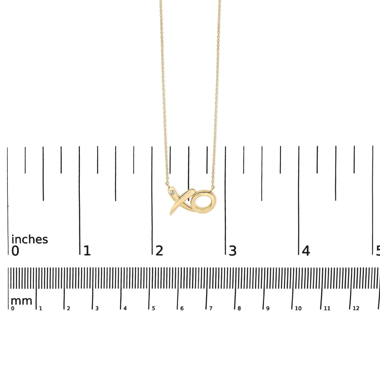 24 KT Gold Vermeil Diamond Accent "XO" Necklace