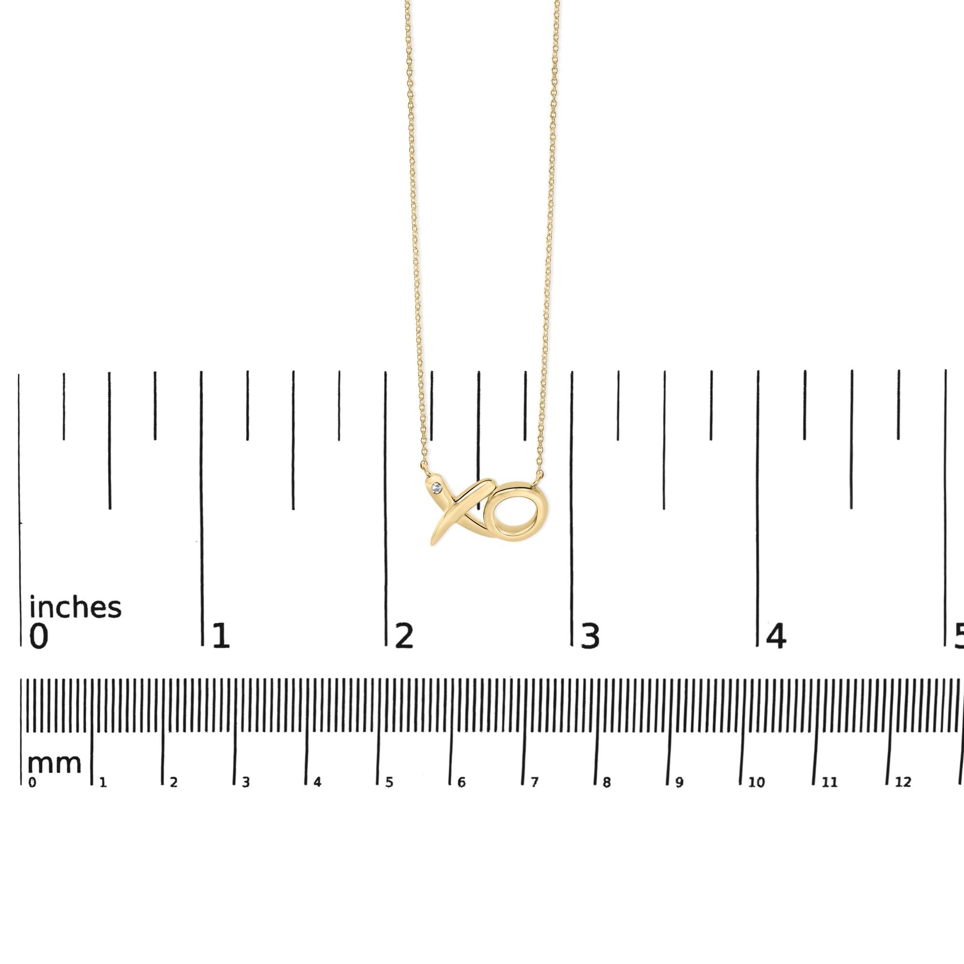 24 KT Gold Vermeil Diamond Accent "XO" Necklace