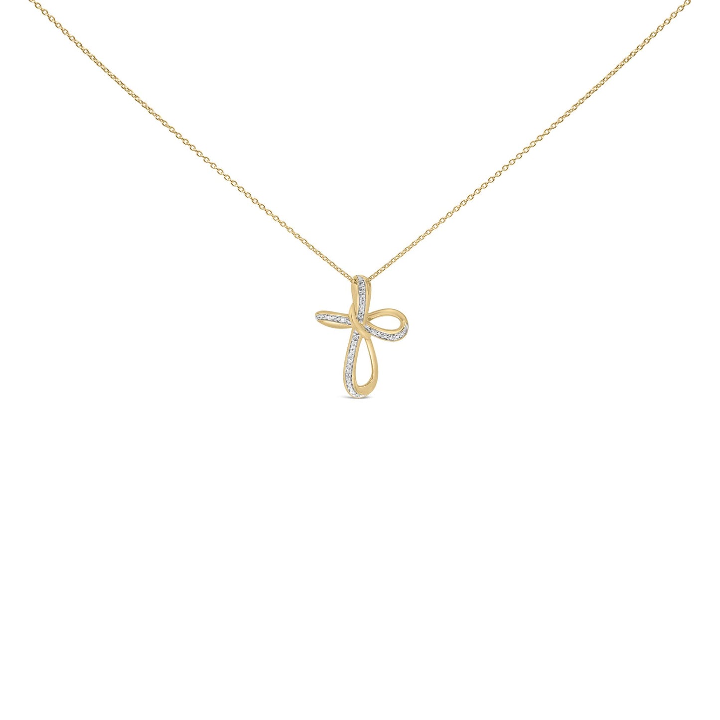 24 KT Gold Vermeil Diamond Accent Infinity Cross Pendant Necklace