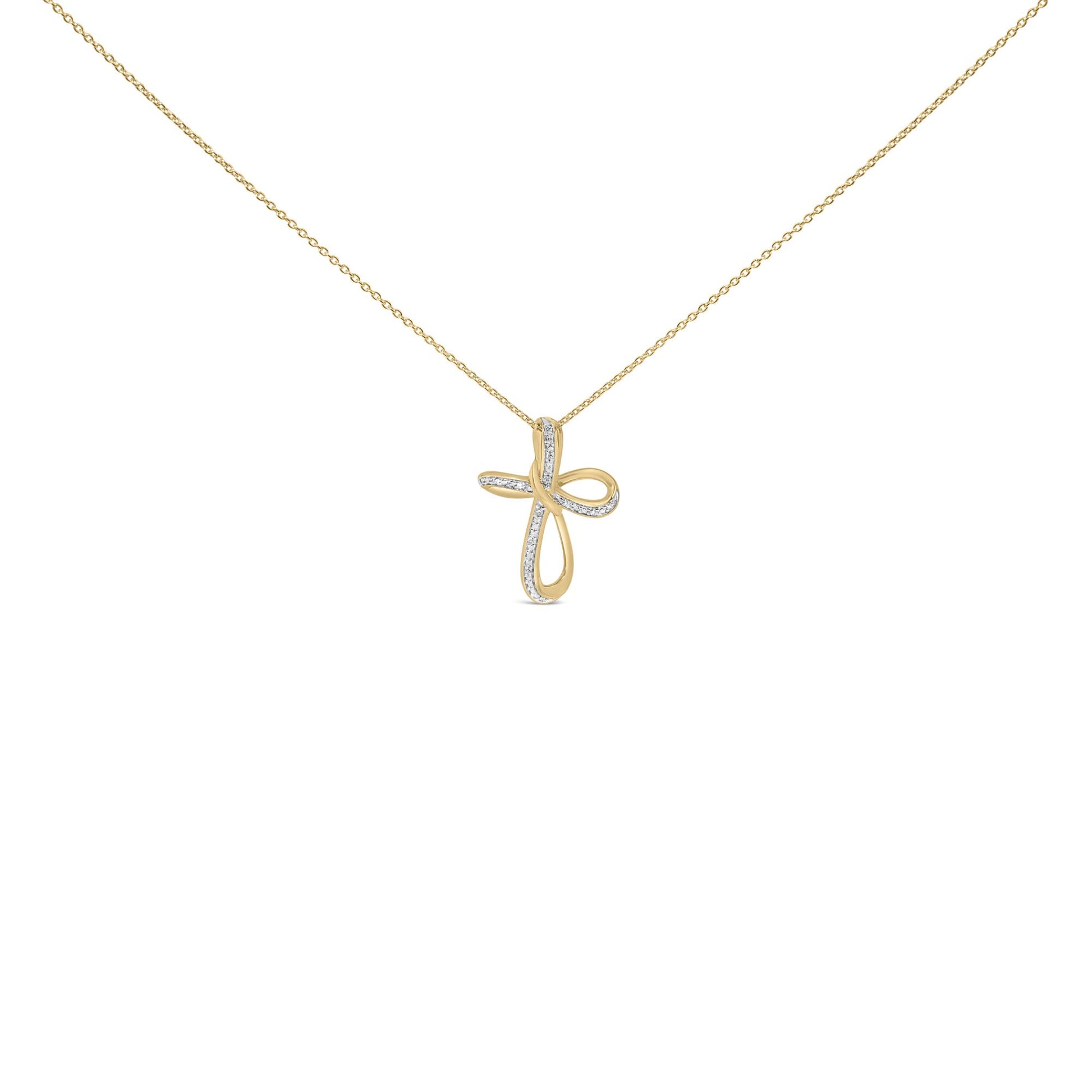 24 KT Gold Vermeil Diamond Accent Infinity Cross Pendant Necklace