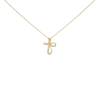 24 KT Gold Vermeil Diamond Accent Infinity Cross Pendant Necklace