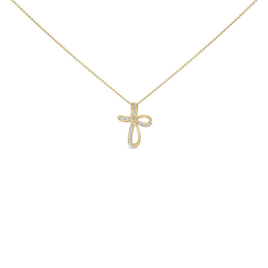 Gold Vermeil Diamond Accent Infinity Cross Pendant Necklace