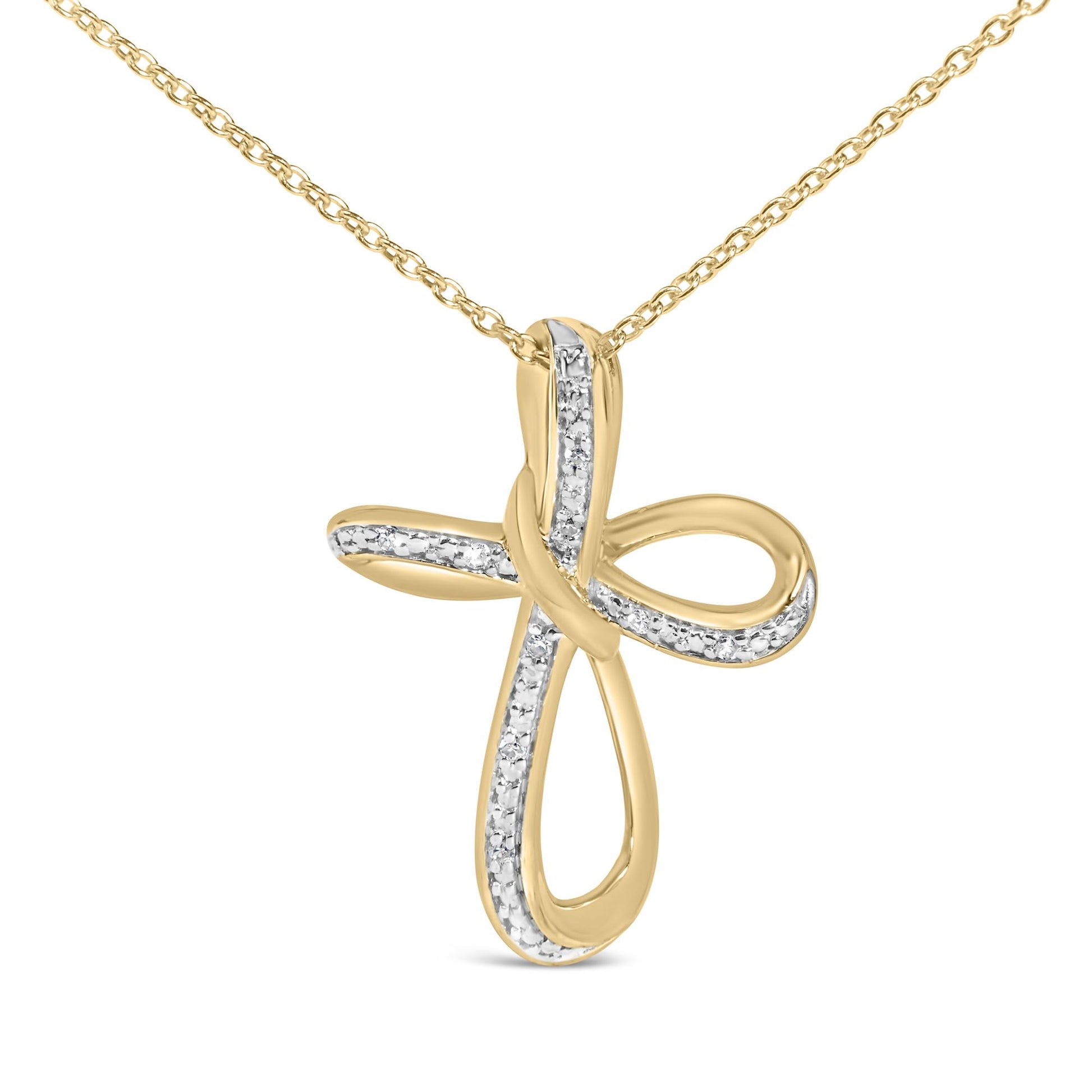 24 KT Gold Vermeil Diamond Accent Infinity Cross Pendant Necklace