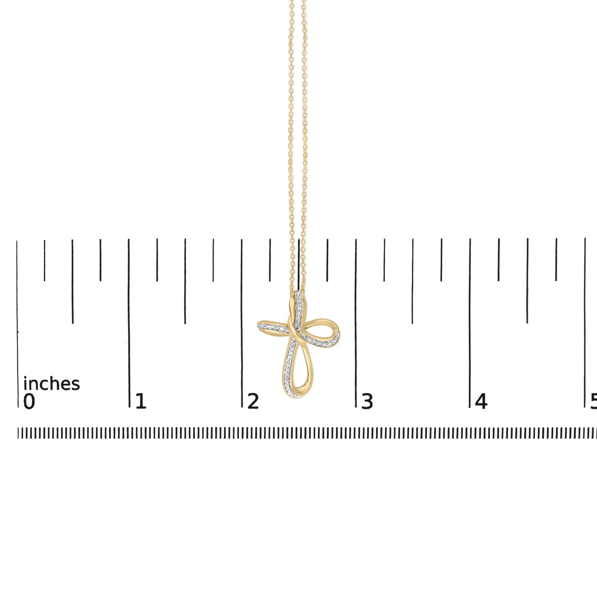 24 KT Gold Vermeil Diamond Accent Infinity Cross Pendant Necklace