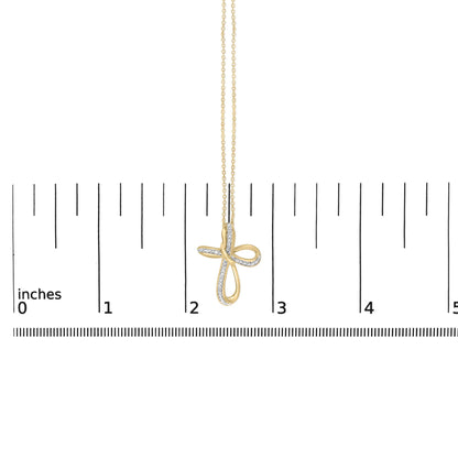 24 KT Gold Vermeil Diamond Accent Infinity Cross Pendant Necklace