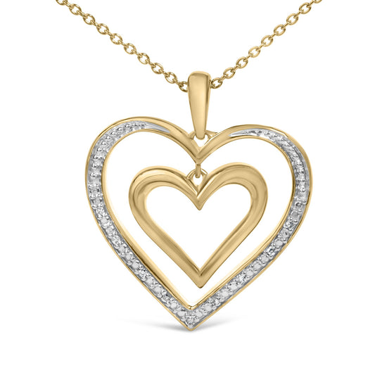 Gold Vermeil Diamond Accent Double Heart Pendant Necklace