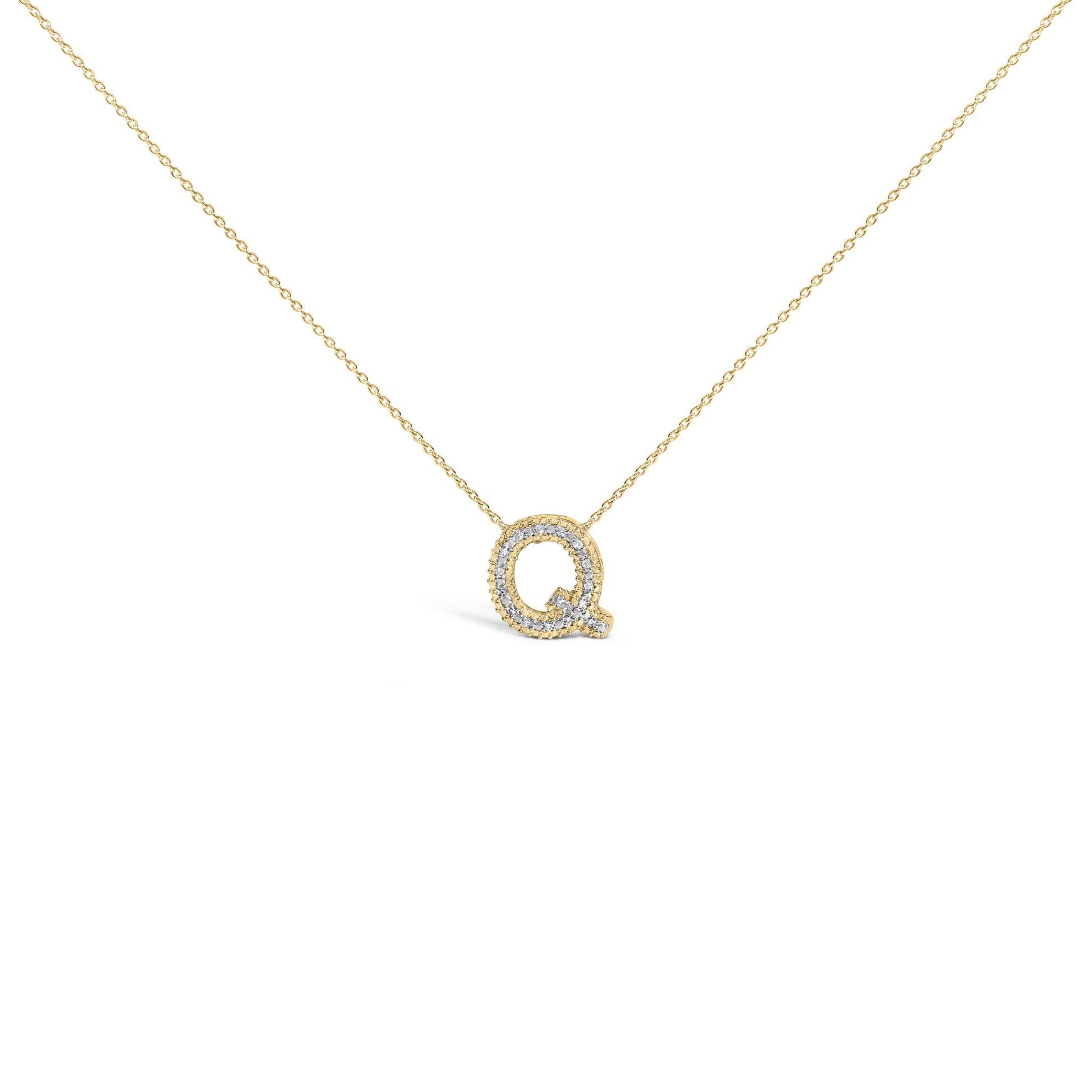 Close-up front angle of a yellow necklace with a circular pendant featuring white gemstones in a prong setting around the edges, shown on a white background.