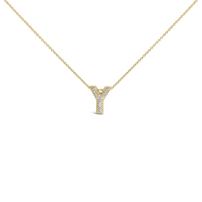 Yellow necklace with a Y-shaped pendant featuring white gemstones in prong settings, shown in a front close-up view.