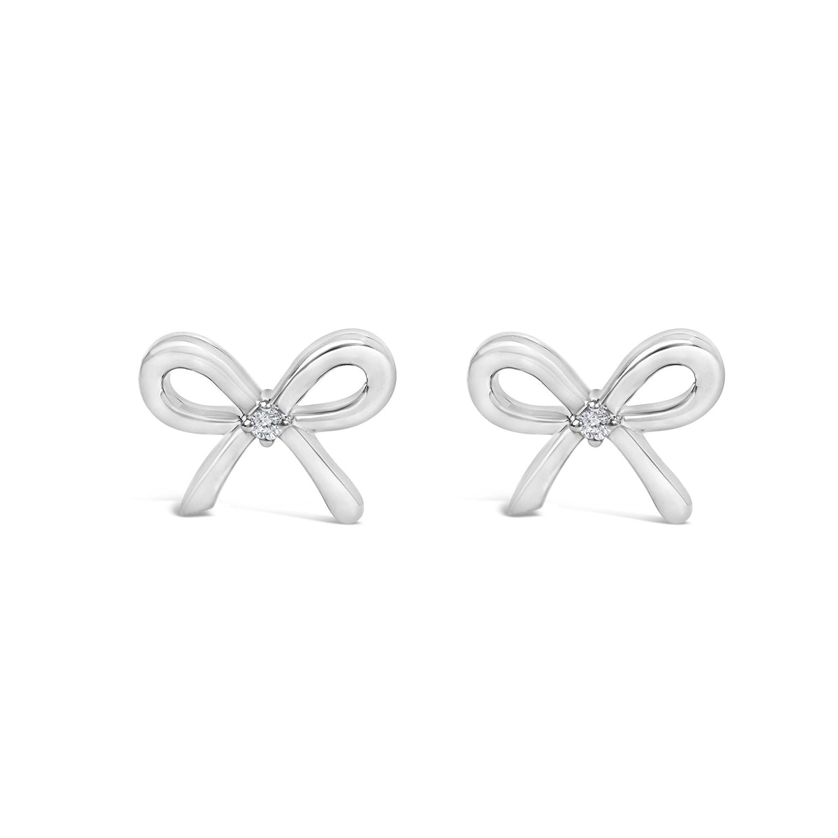 Sterling Silver Diamond Accent Open Bow Stud Earrings