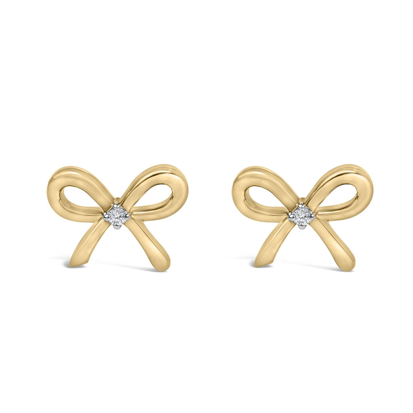 Gold Vermeil Diamond Accent Bow Earring