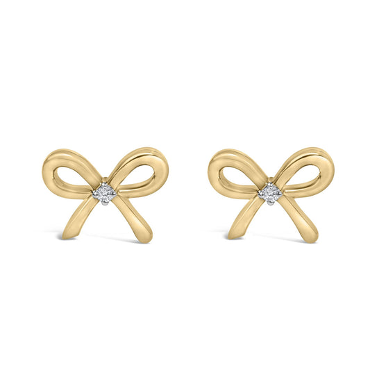 Gold Vermeil Diamond Accent Bow Earring