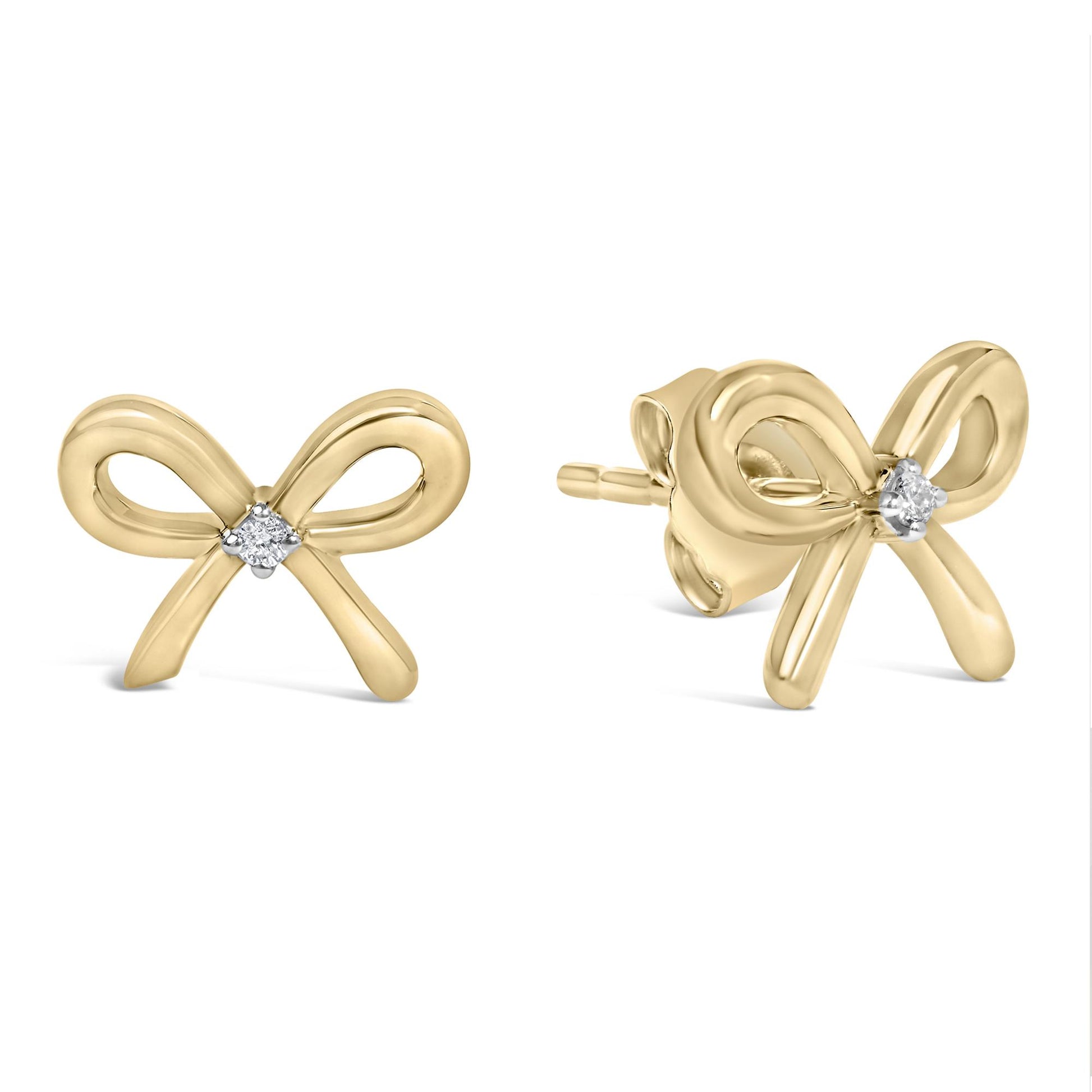 Gold Vermeil Diamond Accent Bow Earring