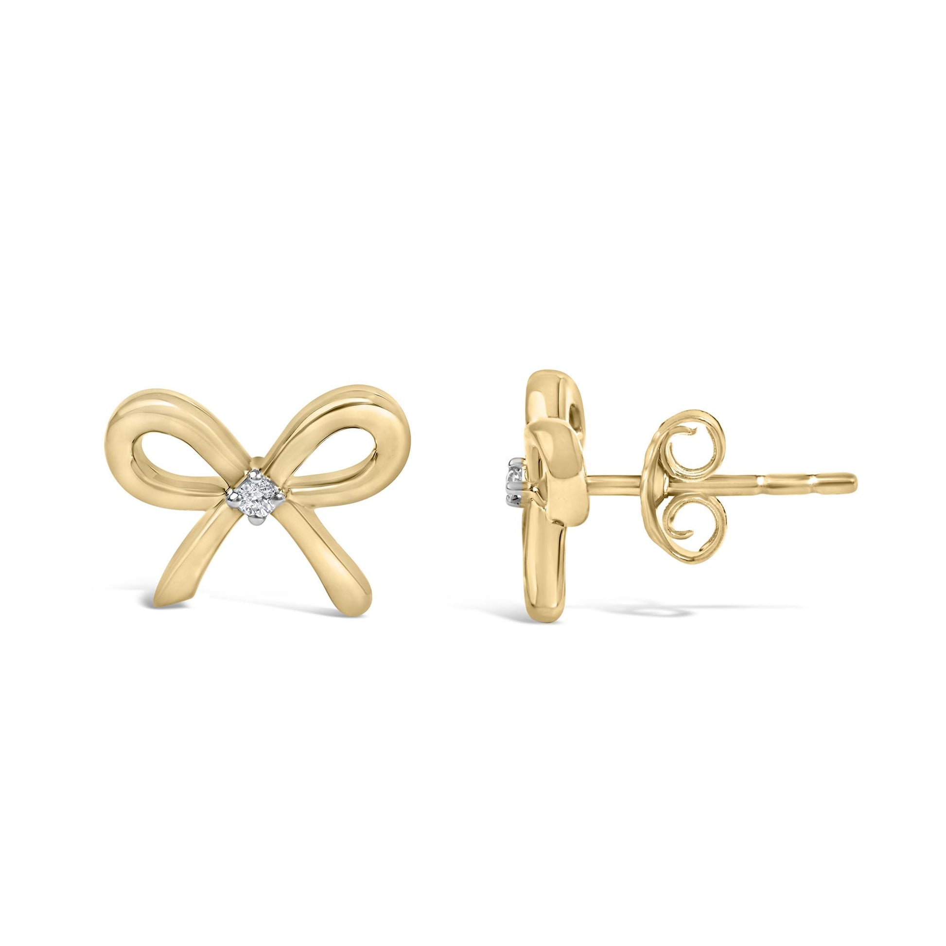 Gold Vermeil Diamond Accent Bow Earring