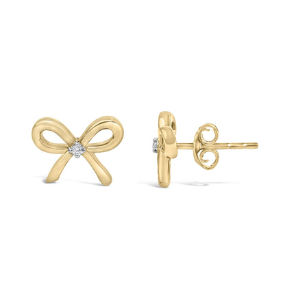 Gold Vermeil Diamond Accent Bow Earring