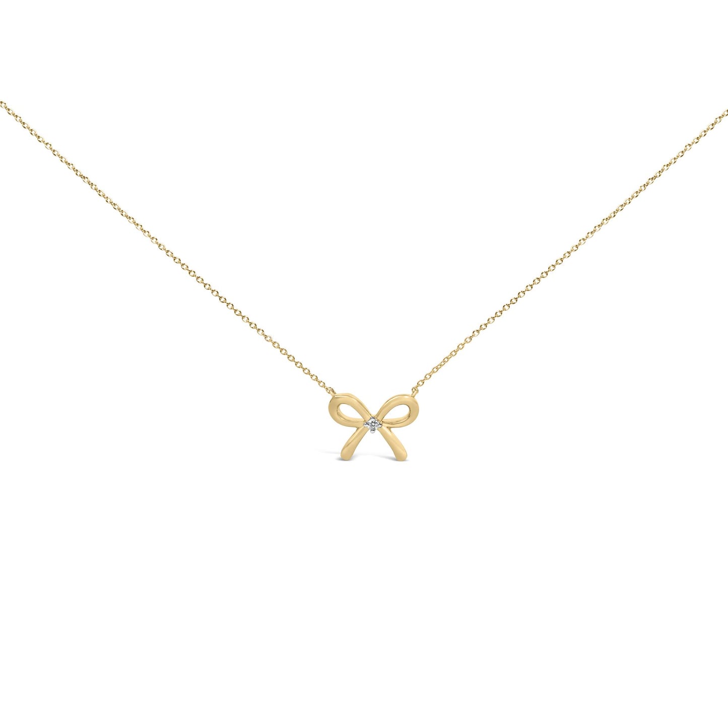 Gold Vermeil Diamond Accent Bow Tie Pendant Necklace