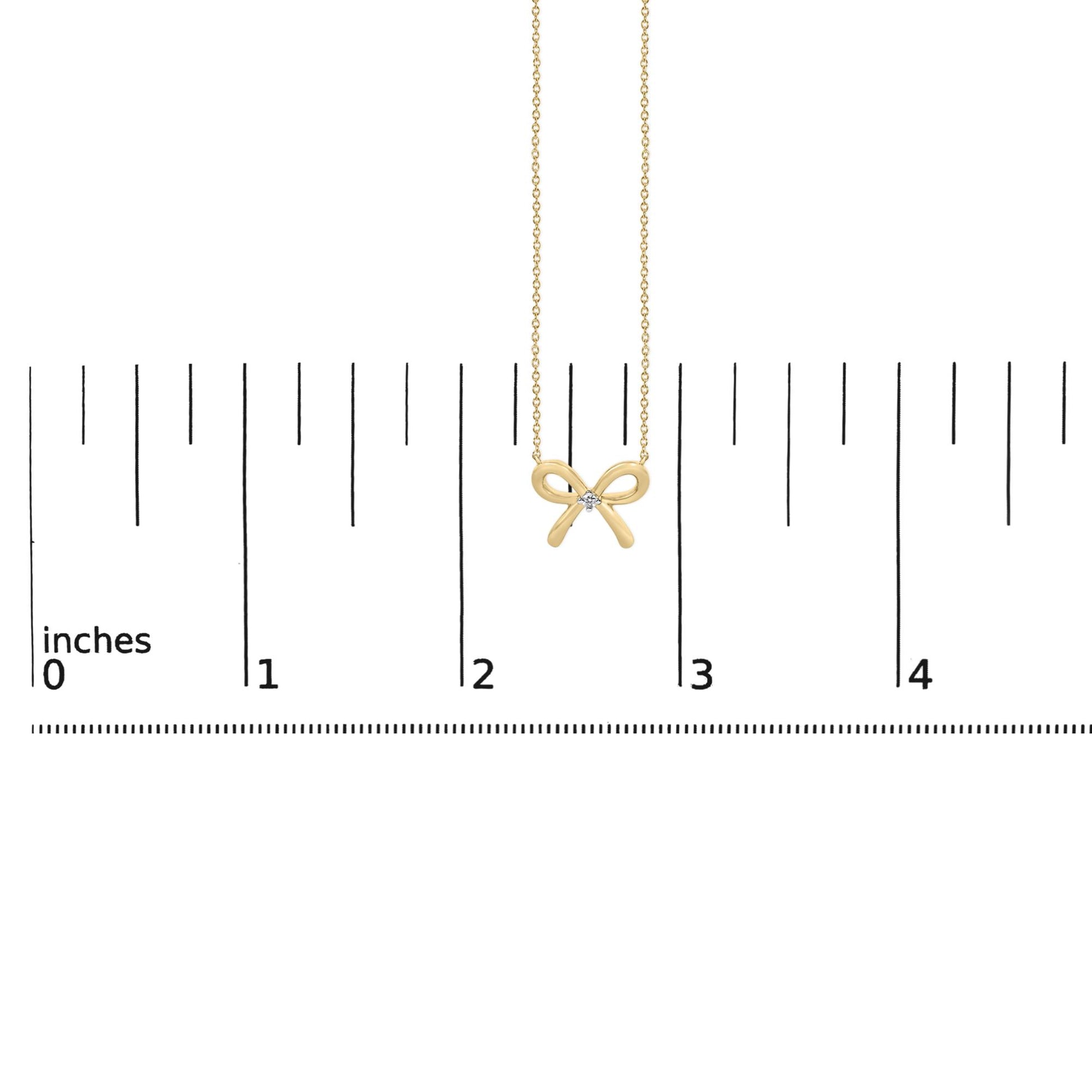 Gold Vermeil Diamond Accent Bow Tie Pendant Necklace