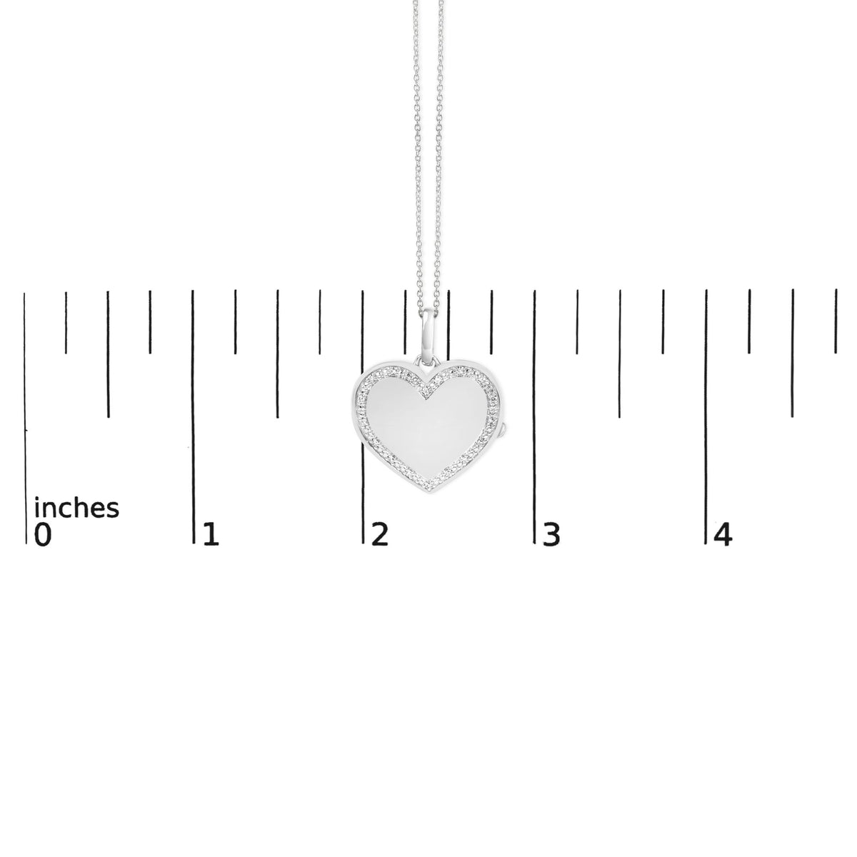 925 Sterling Silver Diamond Accent Heart Locket Pendant Necklace with Pavé Border