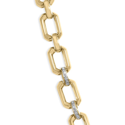Gold Vermeil .925 Sterling Silver 1/4 Cttw Diamond Bold Octagonal Link Necklace