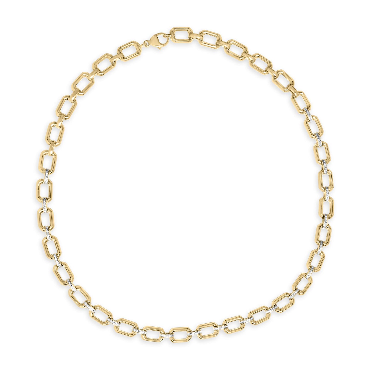 Gold Vermeil .925 Sterling Silver 1/4 Cttw Diamond Bold Octagonal Link Necklace