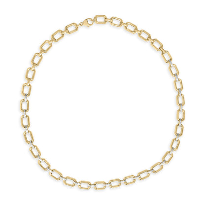 Gold Vermeil .925 Sterling Silver 1/4 Cttw Diamond Bold Octagonal Link Necklace