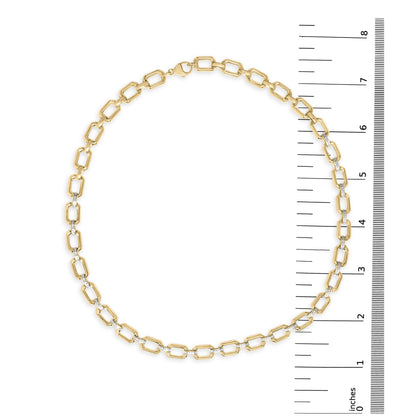Gold Vermeil .925 Sterling Silver 1/4 Cttw Diamond Bold Octagonal Link Necklace