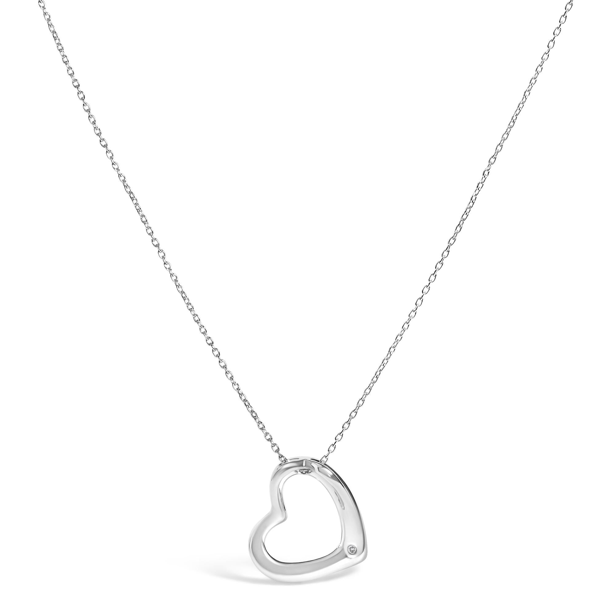 Haus of Brilliance's Bezel-Set Diamond Accent Heart Pendant Necklace