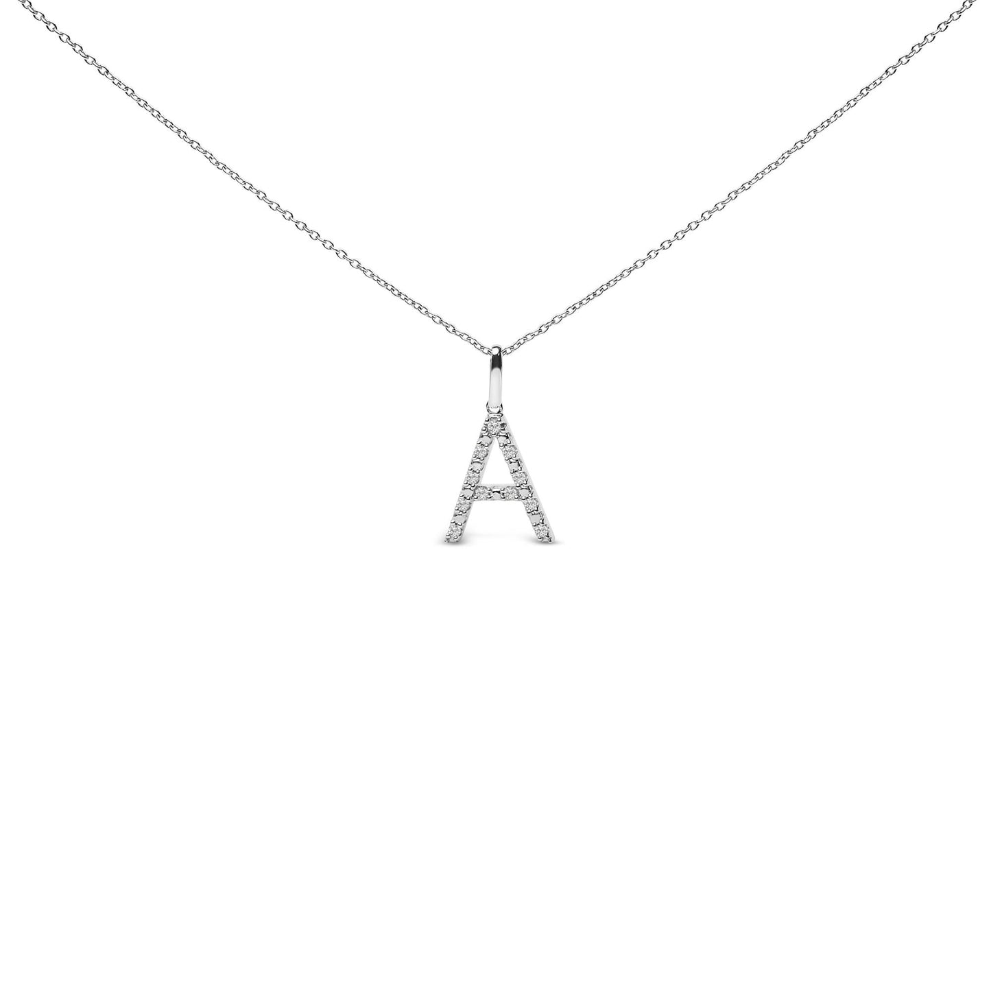 Sterling Silver Diamond Accent "A-Z" Initial Pendant Necklace
