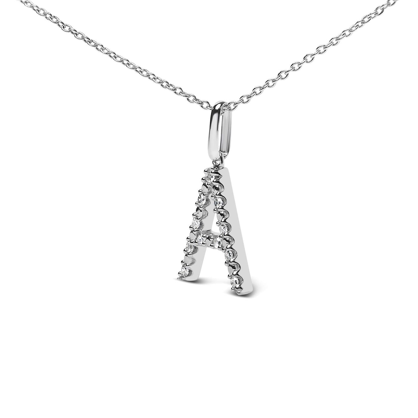 Sterling Silver Diamond Accent "A-Z" Initial Pendant Necklace