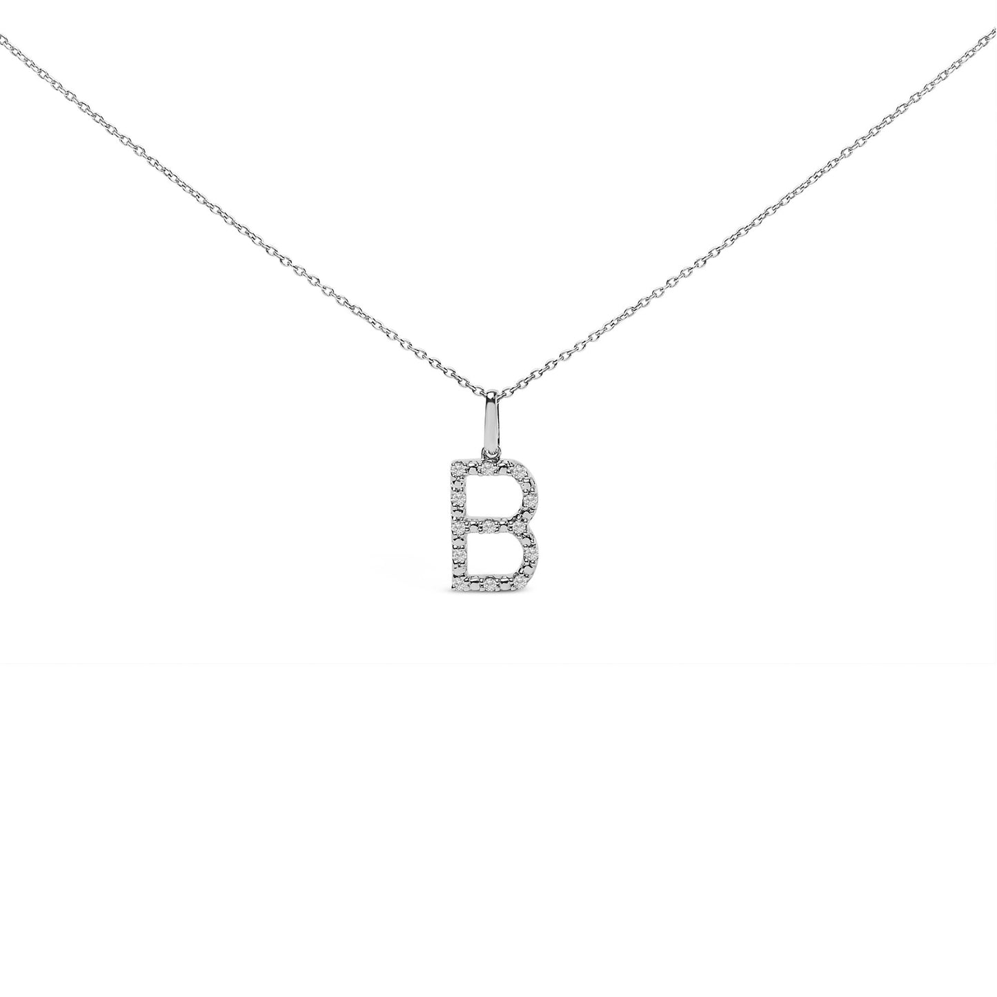 Sterling Silver Diamond Accent "A-Z" Initial Pendant Necklace