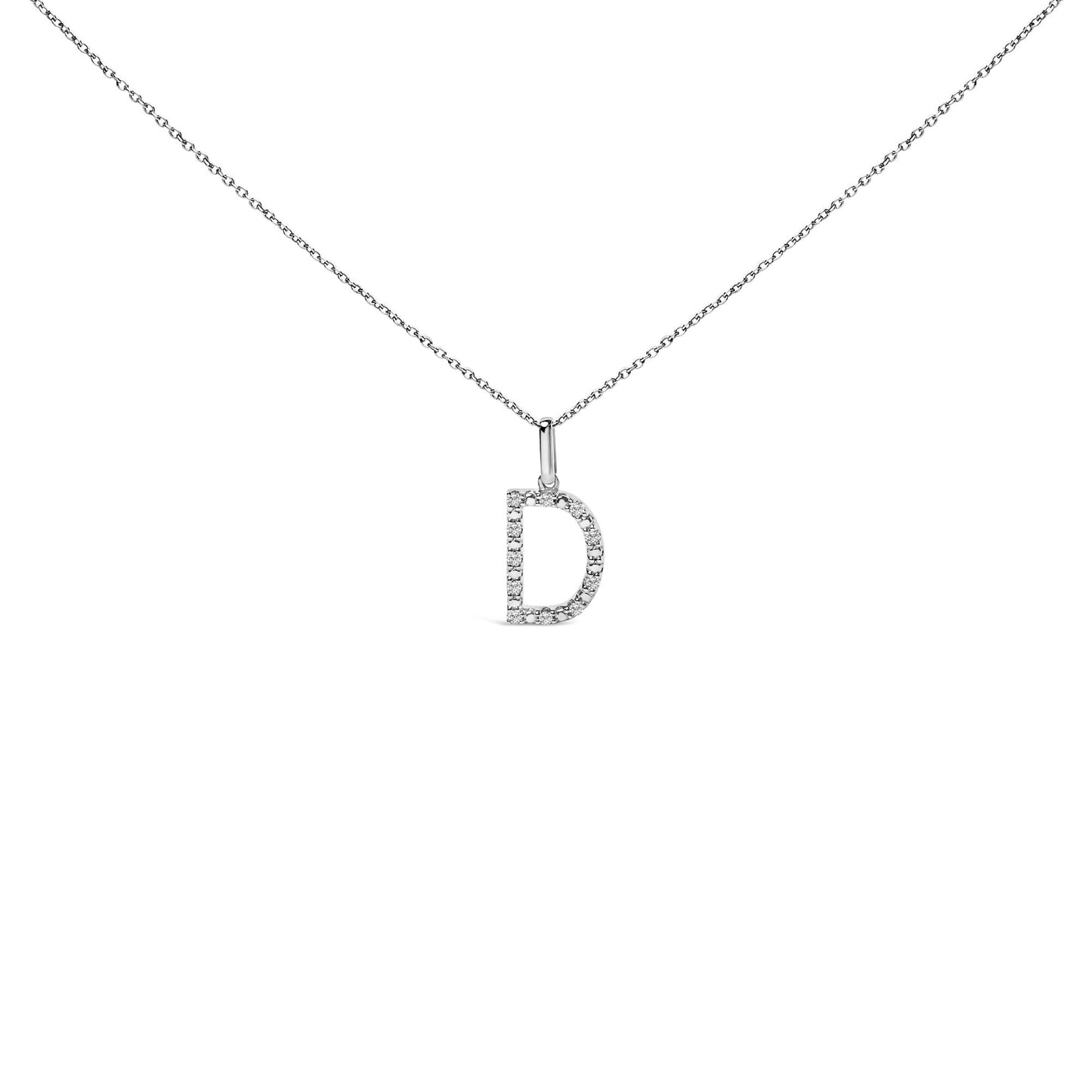 Sterling Silver Diamond Accent "A-Z" Initial Pendant Necklace