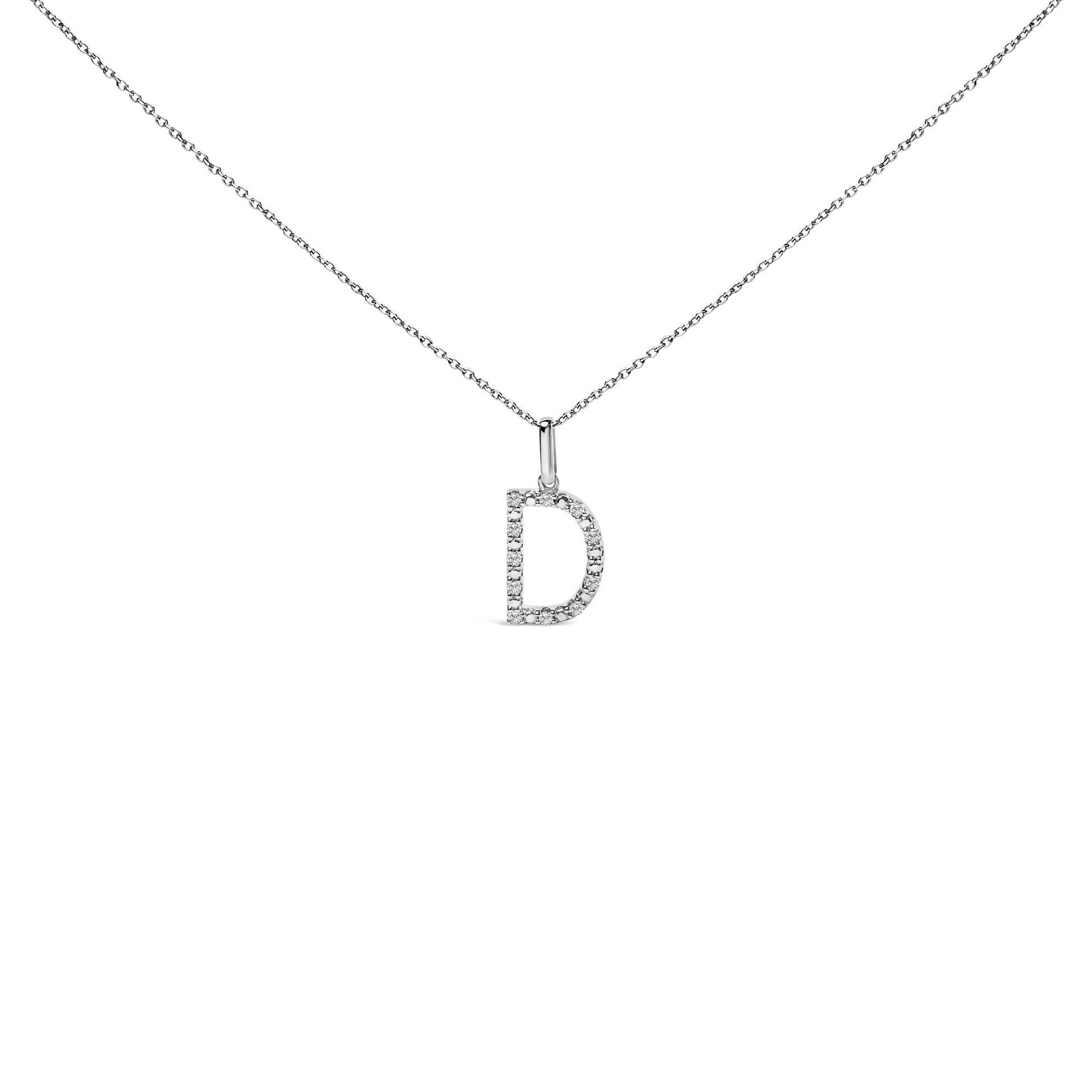 Sterling Silver Diamond Accent "A-Z" Initial Pendant Necklace