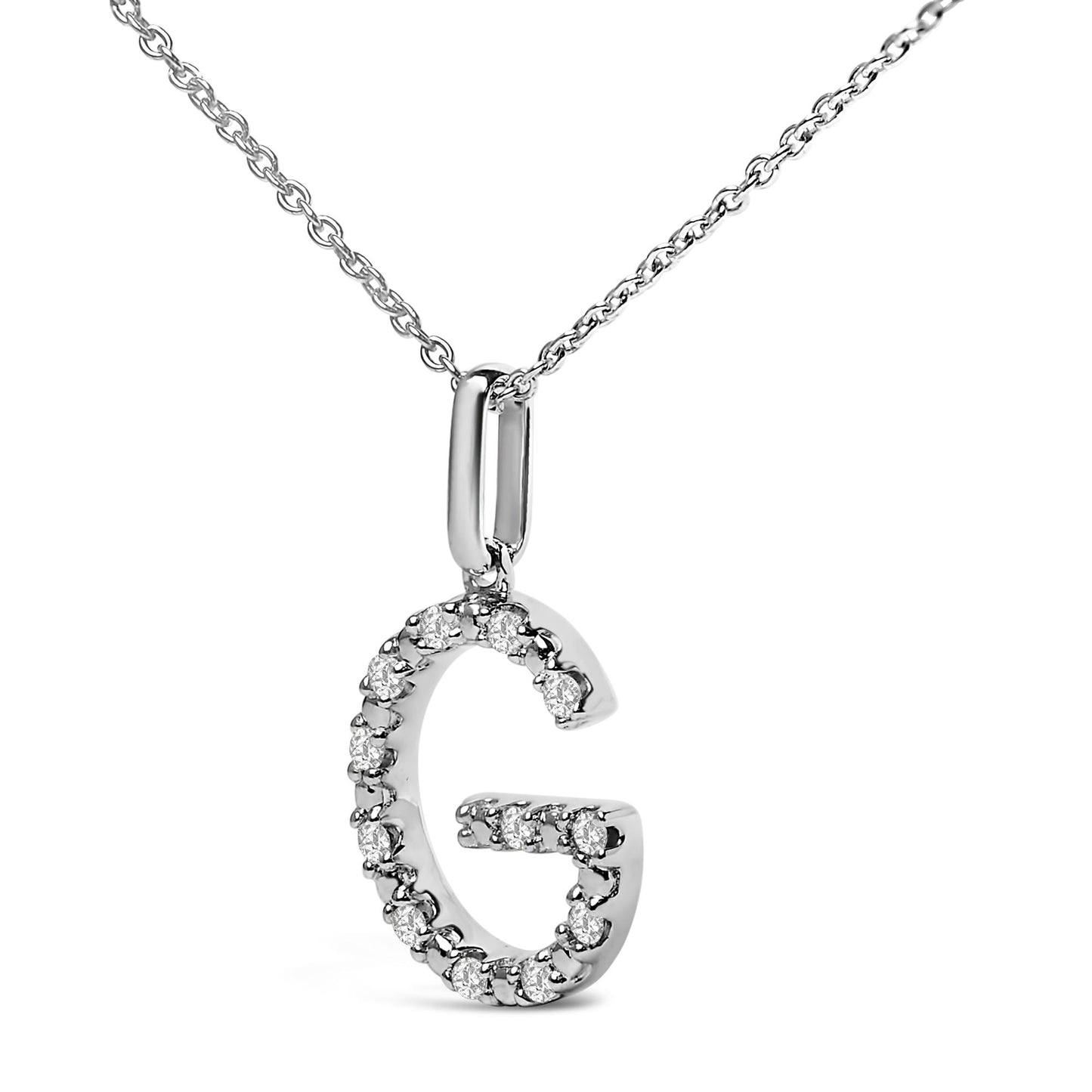 Sterling Silver Diamond Accent "A-Z" Initial Pendant Necklace