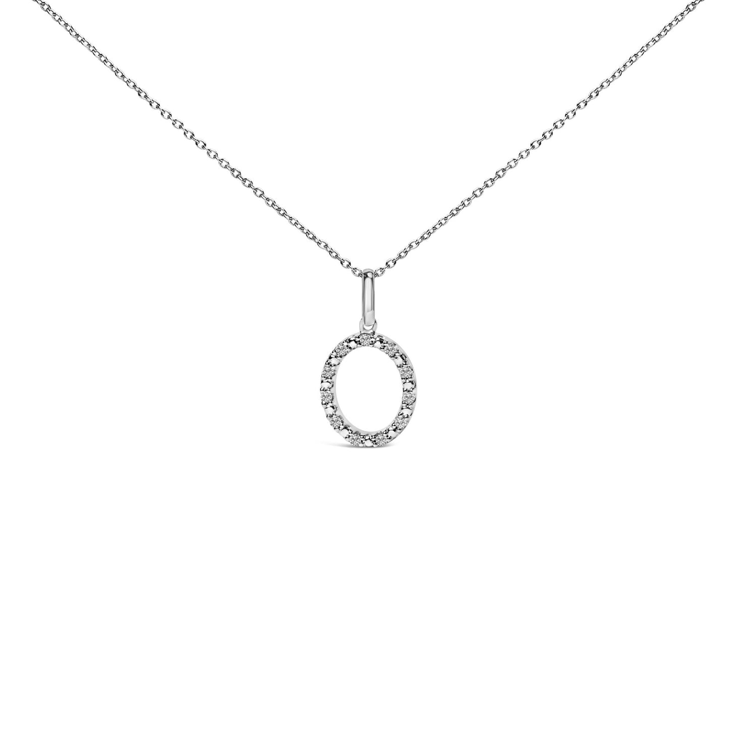 Sterling Silver Diamond Accent "A-Z" Initial Pendant Necklace