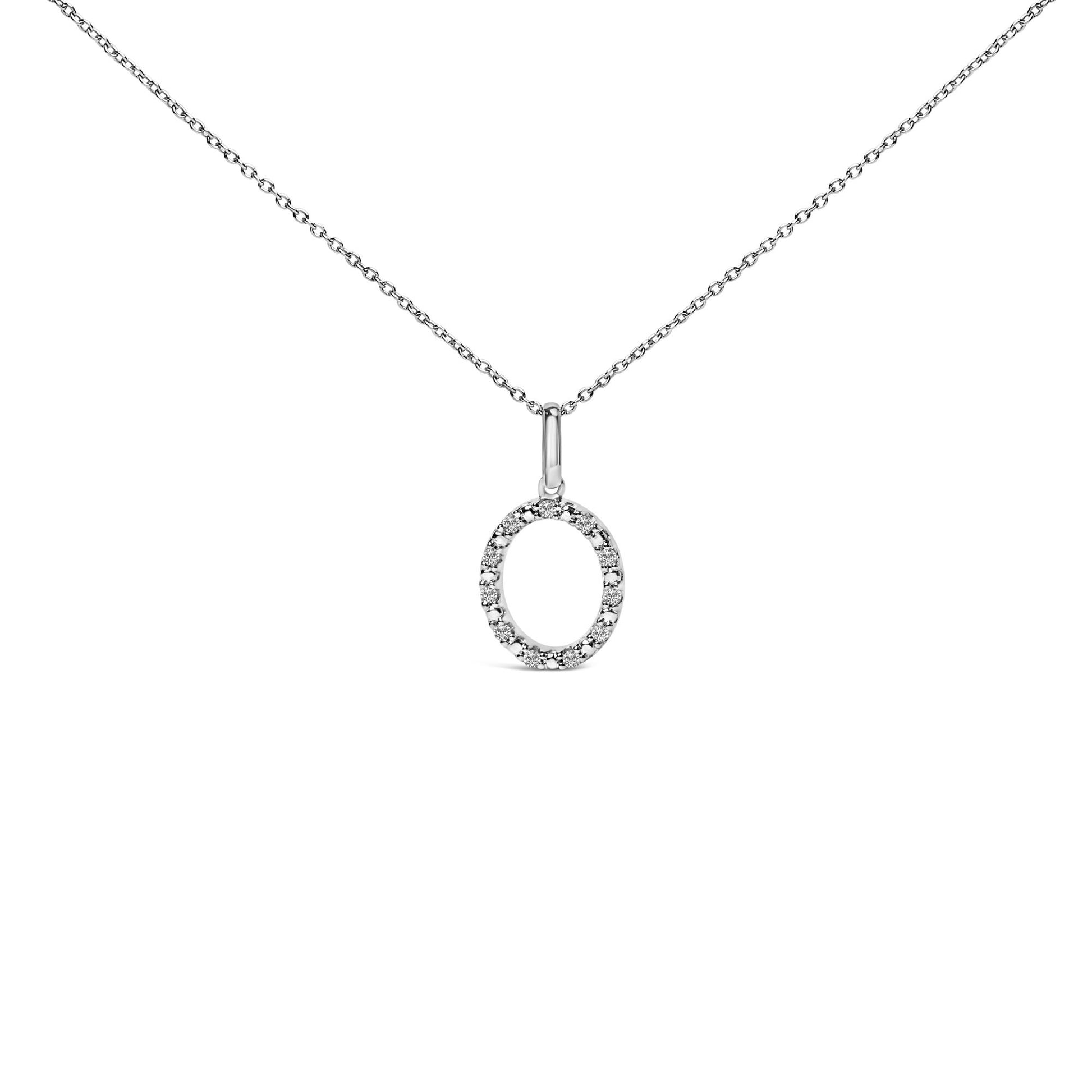 Sterling Silver Diamond Accent "A-Z" Initial Pendant Necklace