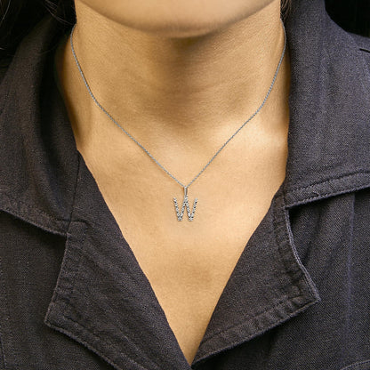 Sterling Silver Diamond Accent "A-Z" Initial Pendant Necklace