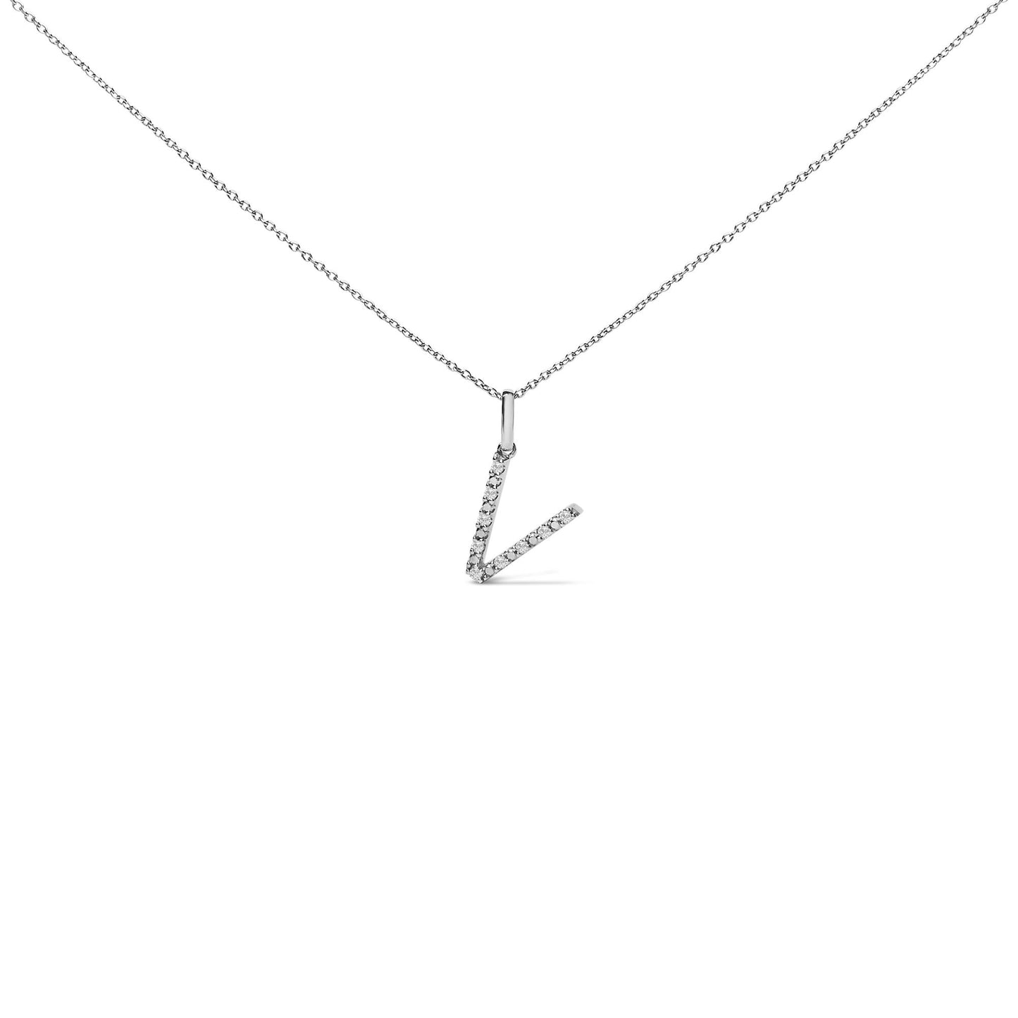 Sterling Silver Diamond Accent "A-Z" Initial Pendant Necklace