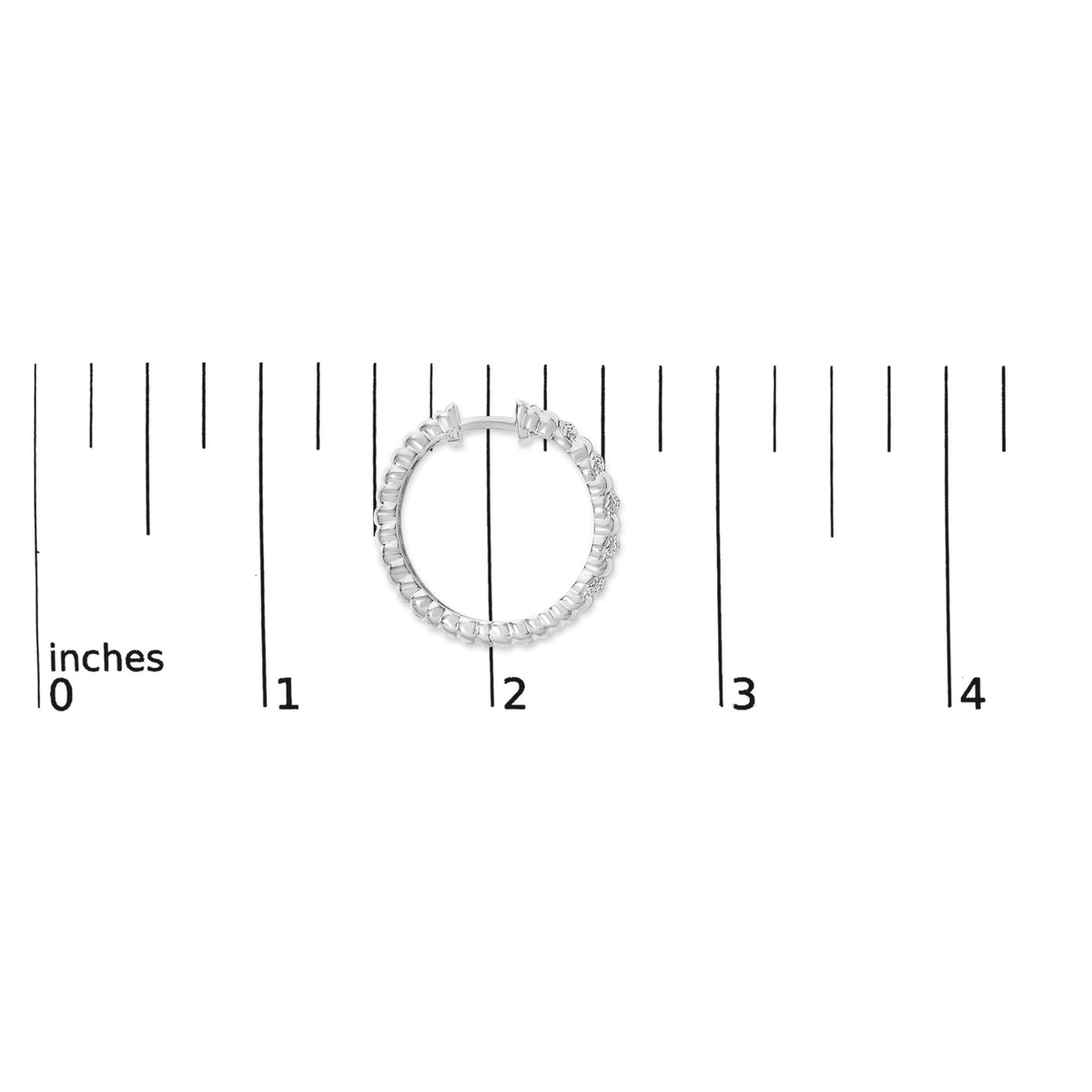 Sterling Silver 1/10 Cttw Round Diamond Pavé Ribbed Hoop Earrings