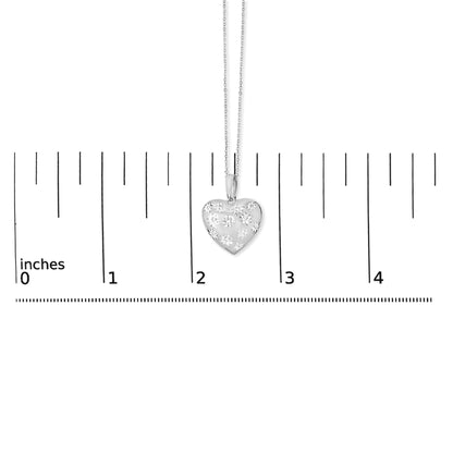 Sterling Silver Diamond Accent Heart Pendant Necklace with Starburst Motifs